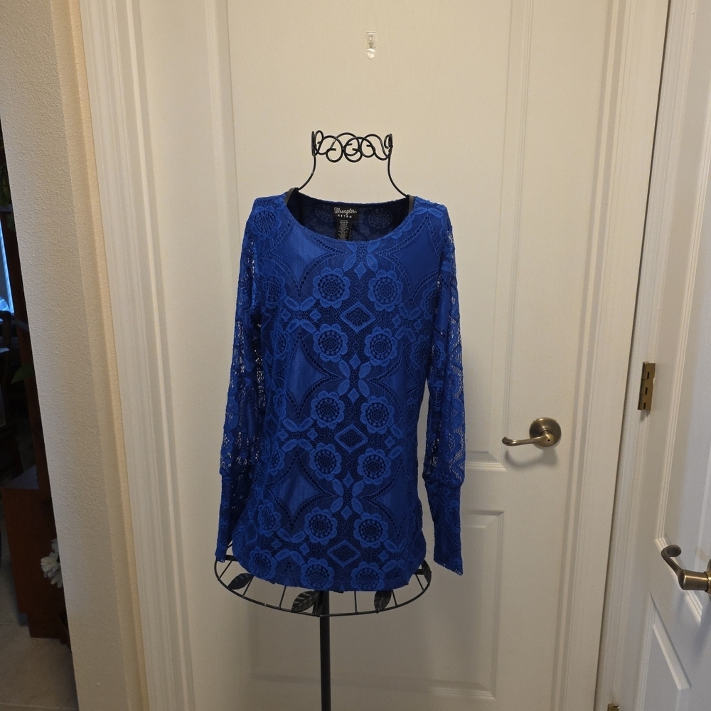 Wrangler Cobalt Blue Floral Lace Blouse